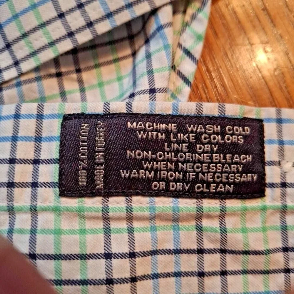 Turtleson Blue Green Check Mens Button up Shirt Size XL Preppy‎  Easter Spring - Picture 5 of 9